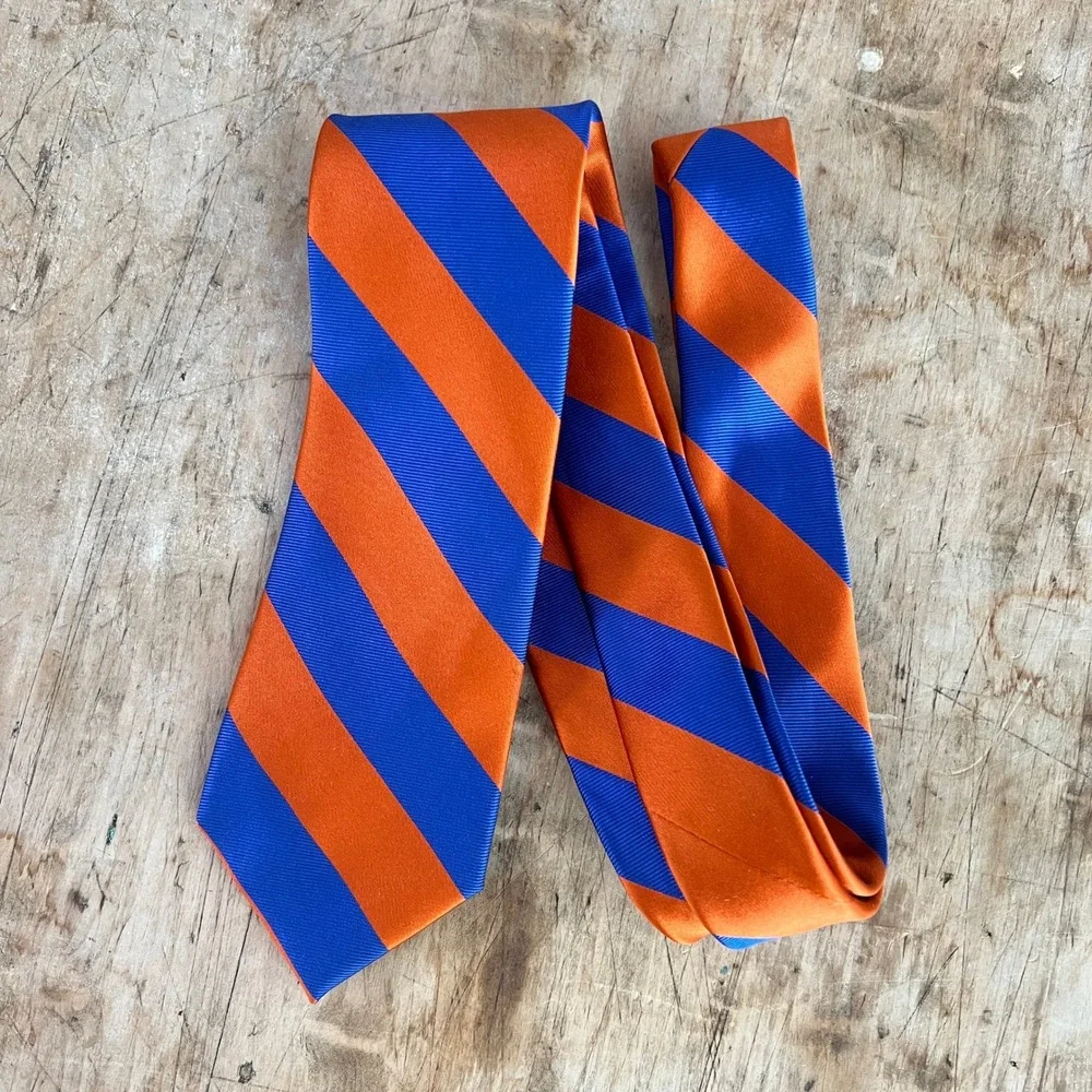 Signature Collection University of Florida Tie OS Mens Silk Striped Orange Blue